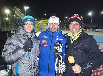 In der Mitte Ex-Slalom-Weltmeister Jean-Baptiste Grange