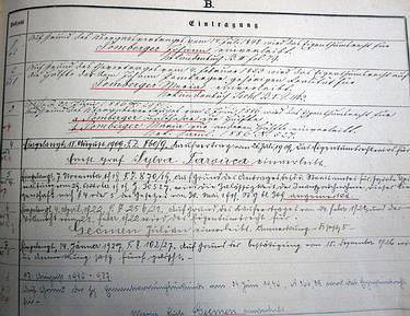 Im Bezirksgericht Bad Ischl sind die grundbücherlichen Eintragungen der Hausnummer 138, Einlagezahl 355 aufgezeichnet. Hier der Kauf durch Ernst Graf Sylva Tarouca, Grundkauf am 21. Juli 1909, Eintragung am 18. August 1909. Der Verkauf an Julian Gecmen erfolgte am 24. Feb. 1921. Foto Anni Ringer