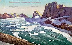 Gosaugletscher 1907, Fotochromiekarte Brandt Gmunden