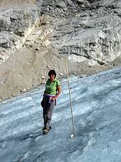 ausgeaperter Messpegel auf dem Gosaugletscher im September 2008
