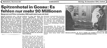 Zeitungsbericht Volksblatt 1978