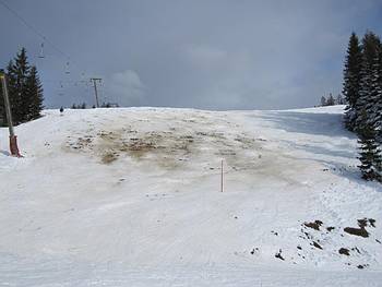 zu d�nne Schneedecke f�r die Skipiste