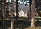 Postkarte mit Schlosshotel und Park