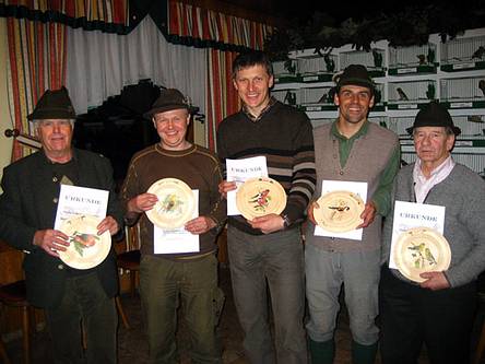 von links Manfred UNTERBERGER (in Vertretung von Bruder Willi), Hubert POMBERGER, Werner REITER, Heinz HÖRHAGER und Leopold DEMMEL.