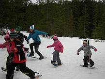 jetzt gehts los, in Riesenschriten �ber den Schnee